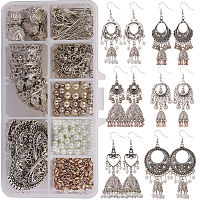 SUNNYCLUE DIY Earring Settings, with Alloy Chandelier Components, Iron Jump Rings, Iron Head Pins and Brass Earring Hooks, Mixed Color, 13.5x7x3cm