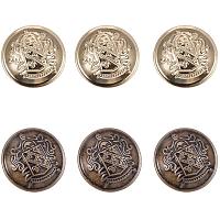 PandaHall Elite 20pcs 2 Colors 25MM (1 Inch) Brass Flat Round Buttons Metal Buttons with Shank for Blazers Coats Uniform Suits Jackets, Antique Bronze and Golden