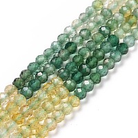 Synthetic Green Yellow Quartz Beads Strands, Gradient Style, Faceted, Round,  3mm, Hole: 0.6mm, about 126pcs/strand, 15.16 inch(38.5cm)