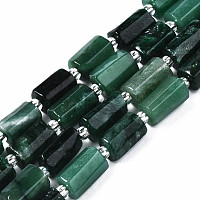 ARRICRAFT Natural Emerald Beads Strands, with Seed Beads, Faceted Column, 9~14x5~7x5~6mm, Hole: 1.2mm, about 15~17pcs/strand, 7.09 inch(18cm)