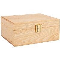BENECREAT Rectangle Natural Craft Stash Boxes with Hinged Lid and Clasp for Arts Hobbies, Keepsake, Jewelry and Other Home Storage - 7.5x6.2x3.5 Inches