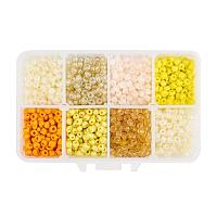 ARRICRAFT 1 Box About 1440pcs 6/0 4mm Mixed Yellow Round Glass Seed Beads