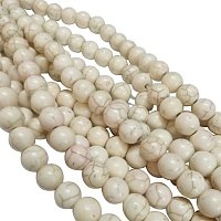 NBEADS 1000g Synthetic Howlite Beads, Round, White, 10mm, Hole: 0.8mm; about 800pcs/kg
