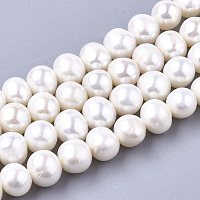 ARRICRAFT Grade A Natural Cultured Freshwater Pearl Beads Strands, Round/Oval, Natural Color, White, 8~9mm, Hole: 0.8mm, about 49~50pcs/strand, 37~38cm/strand