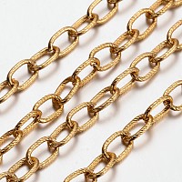 ARRICRAFT Aluminum Cable Chains, Textured, Unwelded, Oval, Oxidated in Gold, 12x8x1.5mm