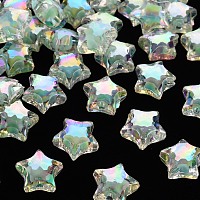 Honeyhandy Transparent Acrylic Beads, Bead in Bead, AB Color, Faceted, Star, Aquamarine, 14x15x8.5mm, Hole: 2mm, about 518pcs/500g