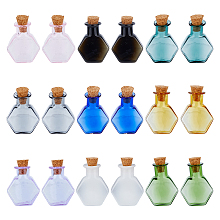 DICOSMETIC 18Pcs 9 Colors Mini Glass Bottles Hexagon Bottles with Cork Transparent Glass Empty Wishing Bottles Bottles Ornament Cute Jars Vials Pendants for Doll House Decoration Crafts