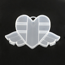 Honeyhandy Flying Heart Plastic Bead Storage Containers, 9 Compartments, Clear, 12x17.5x2cm