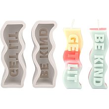 SUPERFINDINGS 2 Style Candle Silicone Mold BE Kind Wave Pillar Resin Mould Resin Casting Mold WhiteSmoke Get Lit Candle Ornament Making Mold for Aromatherapy Candle Soaps Making