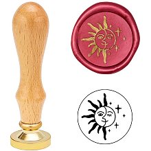 PandaHall Elite Sun Moon Wax Seal Stamp with Wooden Handle Vintage Retro Seal Stamp for Embellishment of Envelopes, Gift Box, Invitation Letter Decoration