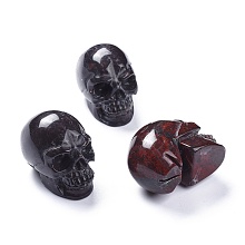 Honeyhandy Halloween Natural Brecciated Jasper Home Decorations, Skull, 38~38.5x32~32.5x49~50mm