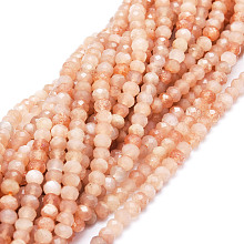 Honeyhandy Natural Sunstone Beads Strands, Faceted, Rondelle, 5x3~3.5mm, Hole: 0.8mm, about 106pcs/strand, 15.43''(39.2cm)