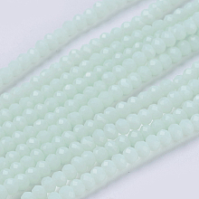 Honeyhandy Opaque Solid Color Glass Bead Strands, Imitation Jade, Faceted, Rondelle, Honeydew, 3x2mm, Hole: 0.8mm, about 185~190pcs/strand, 14.9~17.3 inch(38~44cm)