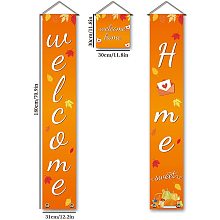 Arricraft 3 Pcs/Set Welcome Home Maple Leaf Banner Door Hanging Banner Hanging Decorations Welcome Couplet Sign Set for Home Front Door Porch Decor 70.8x11.8in