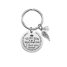 SUPERDANT Stainless Steel Keychain, Quote Pendants, Wing with Word, Stainless Steel Color<P>Size: about 3cm in diameter, packing box: 8x5x2.7cm.