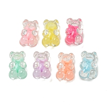 Honeyhandy Transparent Acrylic Beads, Bear, Bead in Bead, Mixed Color, 18x11.5x8.5mm, Hole: 2.5mm, about 438pcs/500g