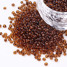 Honeyhandy 12/0 Glass Seed Beads, Transparent Colours, Coffee, 2mm in diameter, hole: 0.6mm, about 30000pcs/pound