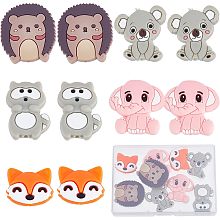 SUNNYCLUE 1 Box Silicone Beads Cute Animal Beads Double Sided Silicone Focal Beads Animals Head Elephant Chunky Spacer Pen Loose Beads for Jewelry Making Lanyard Keychain Necklace Beading Supplies