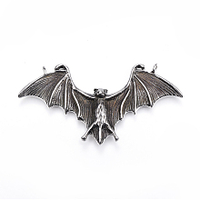 Honeyhandy 316 Surgical Stainless Steel Big Pendants, Bat, Antique Silver, 37x69x8mm, Hole: 3mm