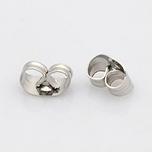 Honeyhandy 304 Stainless Steel Ear Nuts, Stainless Steel Color, 5x3.5x2mm, Hole: 0.8mm