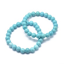 Honeyhandy Natural Howlite Bead Stretch Bracelets, Dyed & Heated, Round, 2 inch~2-3/8 inch(5~6cm), Bead: 5.8~6.8mm