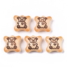 Honeyhandy Resin Cabochons, Imitation Food Biscuits, Bear, PeachPuff, 19x19x9mm