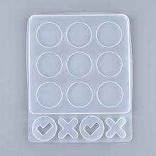 Honeyhandy Tic Tac Toe Board Game Silicone Molds, XO Fun Family Games Silicone Epoxy Resin Casting, for DIY Kids Adult Table Game, White, 237x190x12.5mm,  Flat Round: 42mm, Cross: 35x35mm