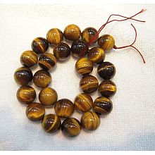 Honeyhandy Round Tiger Eye Beads Strands, Grade AB+, Dark Goldenrod, 6mm, Hole: 1mm, about 60pcs/strand