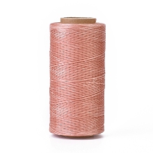 Honeyhandy Waxed Polyester Cord, Micro Macrame Cord, Waxed Sewing Thread, Flat, Pink, 0.8mm, about 284.33 yards(260m)/roll