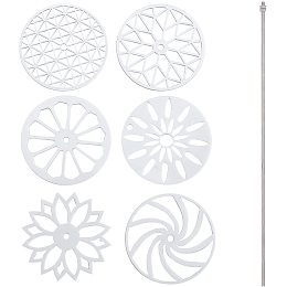 Pandahall Elite 6 Styles 2.5" Round Soap Mold Tools Silicone Swirl Latte Partition Flower Templates 1pcs 30cm/11.8" Iron Stick for Handmade Soap, Candle Making, Cake Decoration