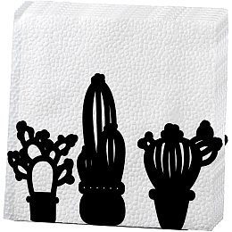 CREATCABIN Metal Napkin Holder Cactus Serviette Holder Organizer Stand Modern Black Tabletop Paper Table Anti-Slip Bottom for Kitchen Countertops Dinning Home Kitchen 5.3x3.4inch