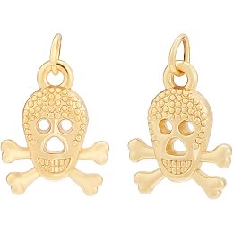 BENECREAT 20Pcs Skeleton Charms Alloy Pendants 18K Gold Plated Skull Metal Charms for Necklace Bracelet Making and Crafting