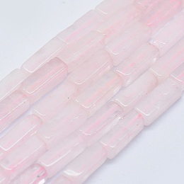 Honeyhandy Natural Rose Quartz Beads Strands, Cuboid, 12.5~13.5x3~5x3~4.5mm, Hole: 1mm, about 30~32pcs/strand, 15.1~15.9 inch(38.5~40.5cm)