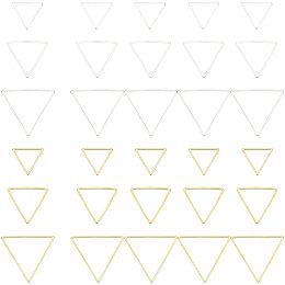 OLYCRAFT 120pcs Open Bezel Pendant Charm Hollow Frame Pendant Blanks Triangle Earring Charms Triangle Brass Rings Open Bezel for Earrings Making DIY Jewelry UV Resin Crafts - Golden & Silver Plated