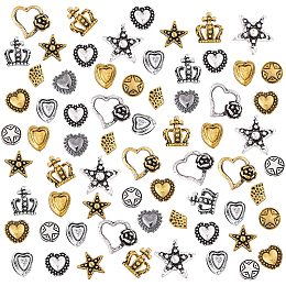 OLYCRAFT 150pcs Star Themed Resin Fillers Crown Heart Star Resin Fillers Alloy Epoxy Resin Supplies Antique Golden & Silver Filling Accessories for Resin Jewelry Making - 7 Styles