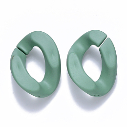 Honeyhandy Opaque Spray Painted Acrylic Linking Rings, Quick Link Connectors, for Curb Chains Making, Twist, Teal, 30x21x6mm, Inner Diameter: 16x8mm