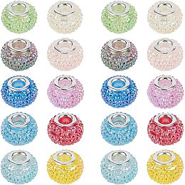 NBEADS 100 Pcs Random Mixed Color Crystal Charms Beads, Rhinestone Large Hole Spacer Beads Fit European Bracelet Snake Chain Jewelry Making