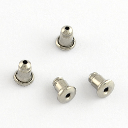 Honeyhandy 304 Stainless Steel Ear Nuts, Bullet Earring Backs, Stainless Steel Color, 6x5.5x5.5mm, Hole: 1mm