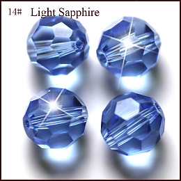 Honeyhandy Imitation Austrian Crystal Beads, Grade AAA, Faceted, Round, Cornflower Blue, 4mm, Hole: 0.7~0.9mm