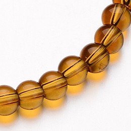 Honeyhandy Glass Round Bead Strands, Dark Goldenrod, 8mm, Hole: 1mm, about 40pcs/strand, 11 inch