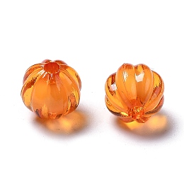 Honeyhandy Autumn Theme Transparent Acrylic Beads, Bead in Bead, Round, Pumpkin, Orange Red, 3/8 inch(10mm), Hole: 2mm