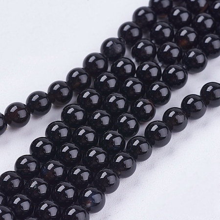 Arricraft Natural Onyx Beads Strands, Black Agate, Grade AB, Round, Dyed & Heated, Black, 4mm, Hole: 0.8mm; about 97pcs/strand, 15.5 inches