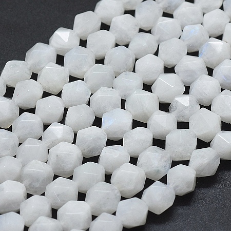 ARRICRAFT Natural Blue Moonstone Beads Strands, Faceted, Round, Star Cut Round Beads, 7~8mm, Hole: 1.2mm, about 46pcs/strand, 15.55 inches(39.5cm)