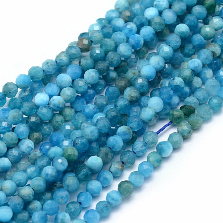ARRICRAFT Natural Apatite Beads Strands, Faceted, Round, 3mm, Hole: 0.5mm, about 113pcs/strand, 15.35 inches(39cm)