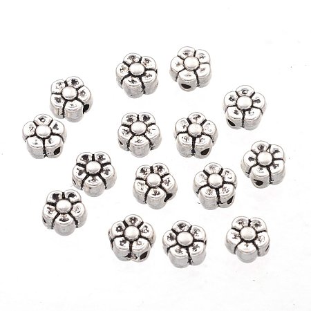 NBEADS 2000 pcs Tibetan Silver Spacer Beads, Lead Free & Cadmium Free, Flower, Great for Father's Day Gifts making, Antique Silver, about 5.2mm long, Hole: about 1.5mm