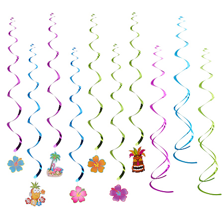 PandaHall Elite 30 Pcs Hawaiian Decorations Hanging Swirls 3 Colors for Luau Beach Summer Birthday Pool Party Favor
