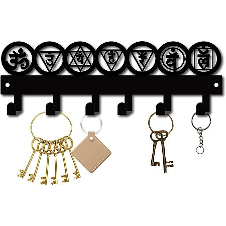 GORGECRAFT Chakra Theme Key Holder Hooks Cast Iron Wall Hanger Organizer Coat Rack Mounted Multi-Purpose Decorative with 6 Hooks for Pet Leash Jewelry Keys Hat Backpack Umbrella
