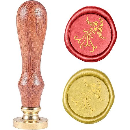 Pandahall Elite Wax Seal Stamp Kit, 25mm Phoenix Retro Brass Head Sealing Stamps with Wooden Handle, Removable Sealing Stamp Kit for Wedding Envelopes Letter Card Invitations