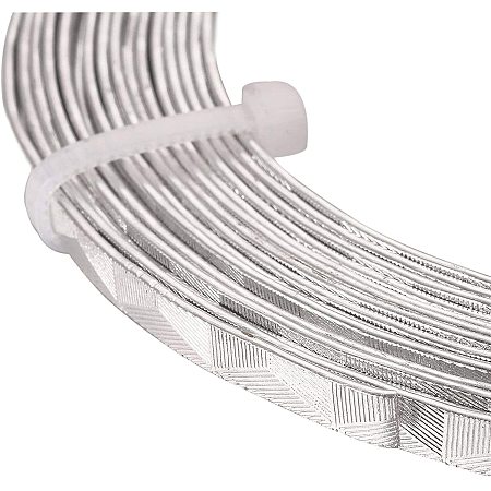 BENECREAT 32 Feet 5mm Wide Silver Pattern Flat Jewelry Wire 18 Gauge Texture Aluminum Wire for Bezel, Sculpting, Armature, Jewelry Craft Making