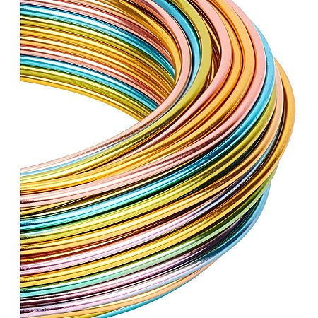 BENECREAT Multicolor Jewelry Craft Aluminum Wire (12 Gauge, 75 Feet) Bendable Metal Wire with Storage Box for Jewelry Beading Craft Project - Brown, Green, Blue, Pink, Yellow